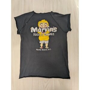 T-Shirt Women's‎ M Black Marvin's Food & Games Myrtle Beach READ vintage 80s